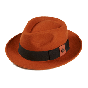 Pablo Rust Orange Felt Wide Brim Wool Felt Fedora Hat (58cm)