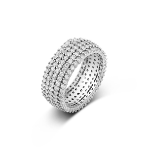 Pave Cigar Ring - Silver (N 1/2 (UK))