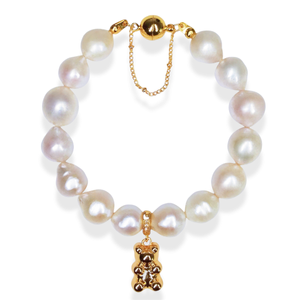Pearl Bear Charm Bracelet
