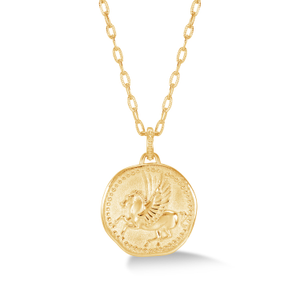 Pegasus Overcome And Thrive Talisman Necklace In Gold (18")