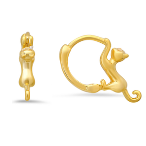 Petite Gold Kitty Cat Hoop Earrings (S)