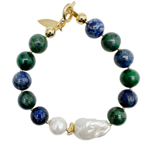 Phoenix Lapis With Baroque Pearls & Freshwater Pearl Bracelet