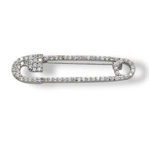 Safety Pin Brooch White Gold