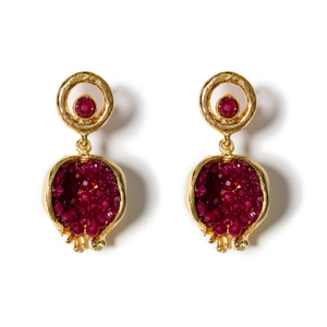 Pomegranate Earrings With Jade Accents