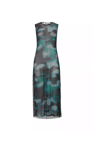 Porto Rhinestone Embellished Abstract Mesh Midi Dress (M/L)
