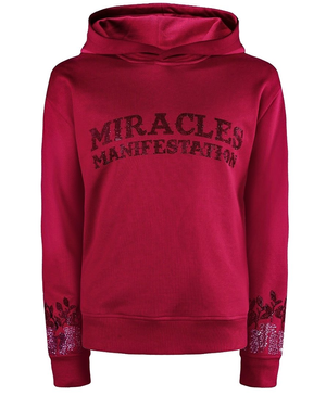 Positive Affirmation Hoodie With Rhinestone Design - Red (XL)