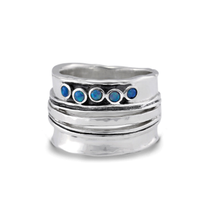 Quintet Of Vibrant Blue Fire Opal Statement Ring (S (UK))