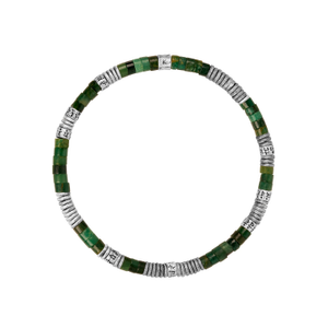 Jade Heishi Mantra Silver Bracelet – Strength & Balance Gemstone Jewelry – Quiet Strength