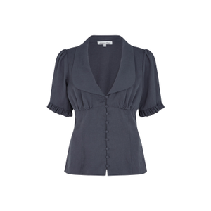Rachel Vintage Inspired Short Sleeve Shirt In Navy (M)