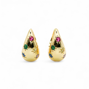 Rainbow Sapphire Dome Hoop Earrings (one size)