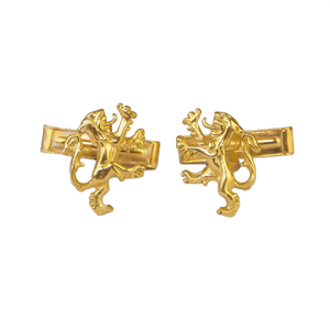 Rampant Lion Cufflinks Eighteen Carat Gold On Solid Sterling Silver.