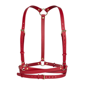 Red Double Belt Leather Harness (S)