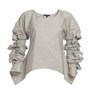 Ribbon Wrapped Blouse In Off-White Taffeta (M)