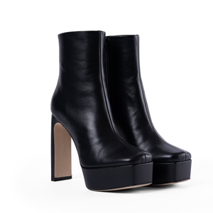 Rising Star Leather Platform Ankle Boot In Black (7 UK)