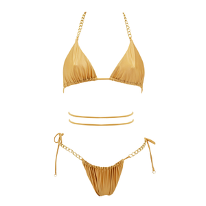 Roaring Twenties Golden Chain Shimmery Bikini - Gold (S)