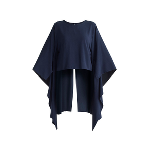 Round Neck Cape Top In Navy (L)