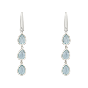 Sardinia Triple Teardrop Earrings Silver Blue Topaz