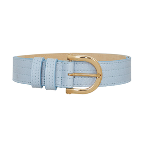 Arch Gold Metal Buckle Leather Belt - Baby Blue (L)