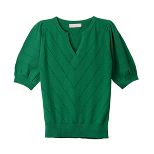 Celine Green Pointelle Top (S)