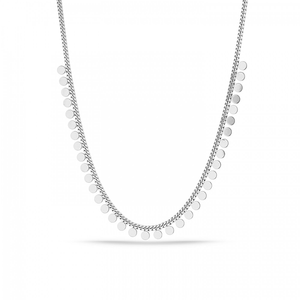 Disk Charm Coin Chain Necklace In Sterling Silver - Silver