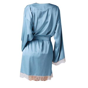 Duck Egg Long Lace Trimmed Robe (XL)