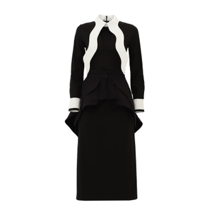 Evening Peplum Belted Dress Black - Two-Piece Set (M)