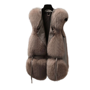 Galaxy Brown Vest Eco Fox Fur Friendly Zipper (M)