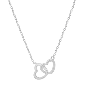 'Interlocking Love' Hearts Necklace In Sterling Silver (18")
