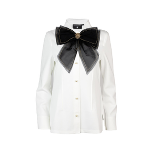 Laines Couture Shirt With Embellished Black & Gold Bow (M)