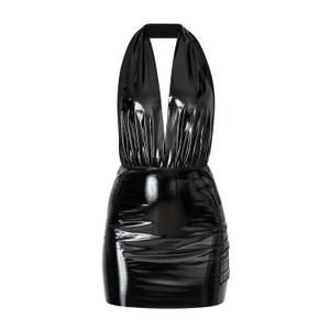 Faux-Leather Backless Mini Dress (XL)