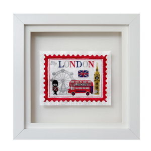 London Stamp Embroidered Artwork