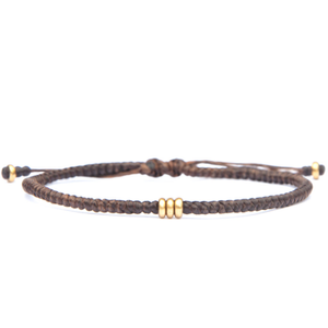 Soul Brass Men's Brass Rope Bracelet - Brown (L)