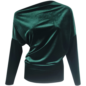 Mixed Blessings Green Velvet Drop Shoulder Top (M)