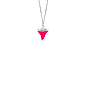 Neon Pink & Sterling Silver Mini Sharks Tooth Pendant