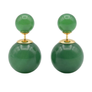 Orbit Duo Double Ended Jade-Green Chalcedony Stud Earrings (one size)