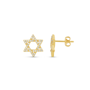 Pave Star Of David Studs - Gold (one size)