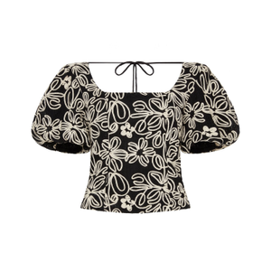 Rhea Lace Black And White Fitted Top (XL)