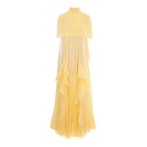 Set: Cascading Ruffle Dress And Cape - Pearl Yellow (L/XL)