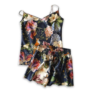 Short Cotton Pyjamas Set - Magic Garden Dark Blue (M)