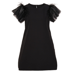 Short A Line Dress With Winged Tulle Sleeves (M/L)