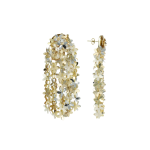 Silver Gold Sequin Flower Rain Earrings (XL)