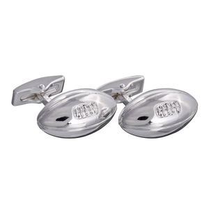 Silver Rugby Ball Cufflinks (Left)