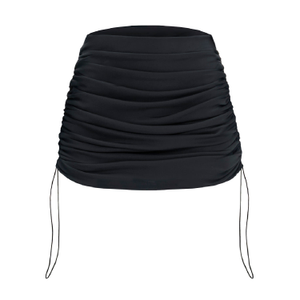 Black Mini High-Waist Ruched Minimalist Skirt Teeny (S/M)