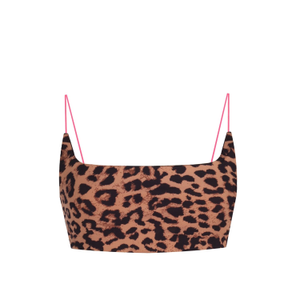 Skinny Bra - Colour Leopard Print - Sports Bralette With Spaghetti Straps (M)