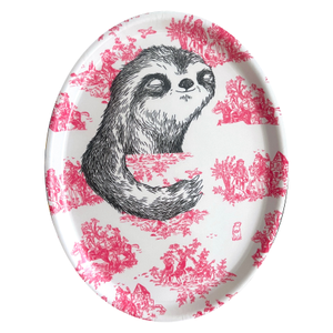 Sloth Sleeping - Toile Pattern Tray