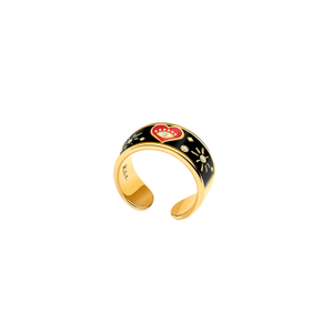 Black Enamel Heart Diamond Ring – Love & Protection Jewelry – Spiritual Delight