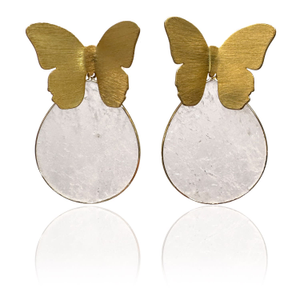 Spring Butterfly Clear Quartz Statement Earrings