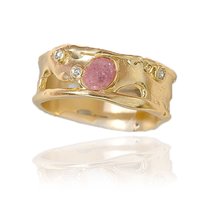 Sprinkled Strawberry Quartz Banded Ring (P 1/2 (UK))