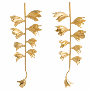 Stem Of Blue Bell Gold Plated Dangle Earrings