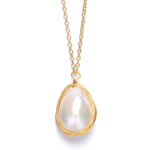 Sterling Silver Gold Plated Freshwater Pearl Pendant Necklace